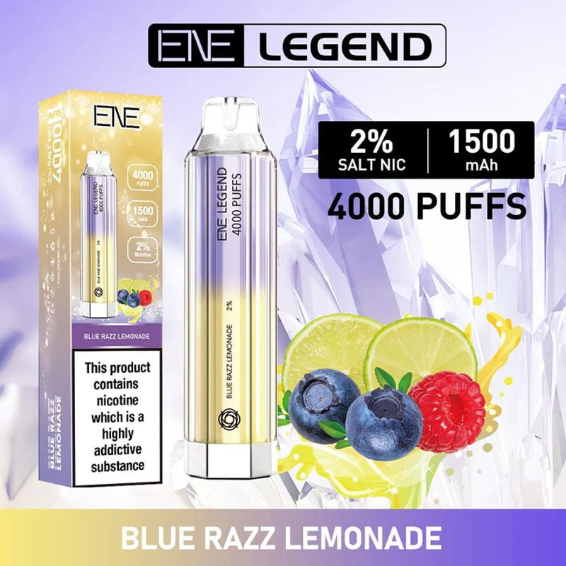 Elux ENE Crystal Legend 4000 Disposable Vape Puff Pod Box of 10-Blue Razz Lemonade-vapeukwholesale