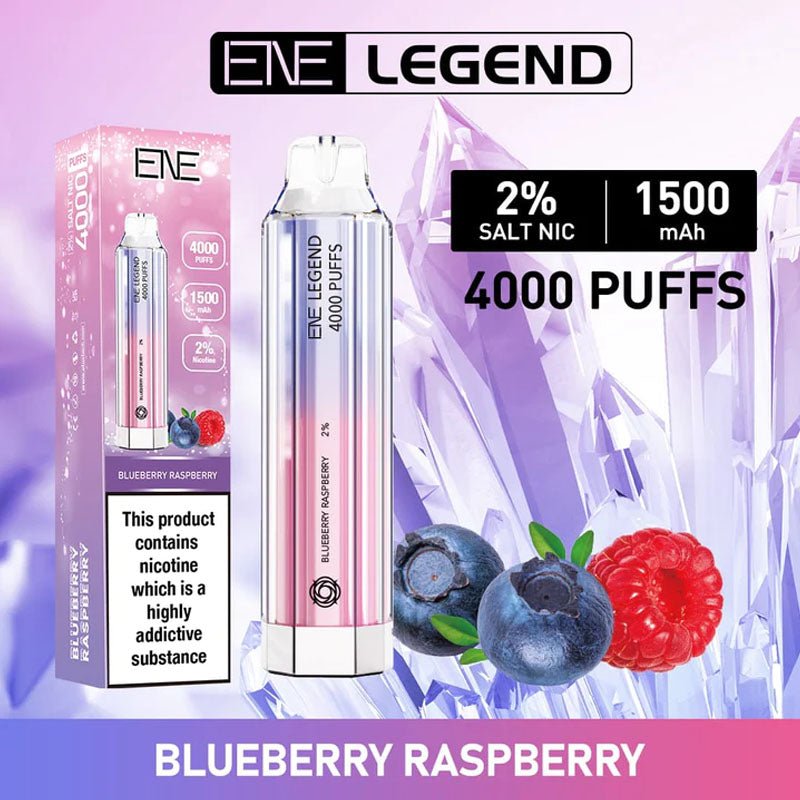 Elux ENE Crystal Legend 4000 Disposable Vape Puff Pod Box of 10-Blueberry Raspberry *New*-vapeukwholesale