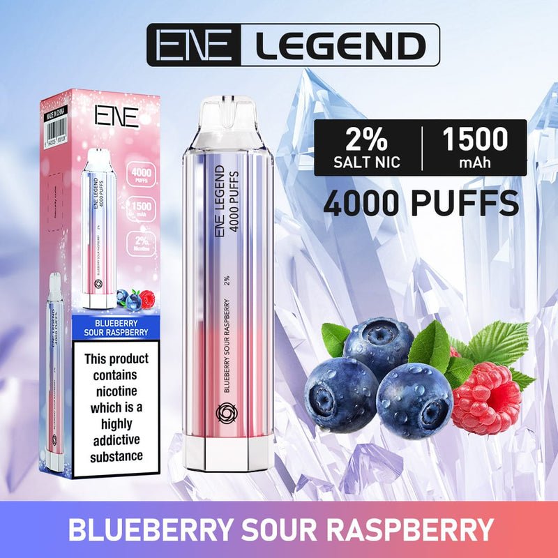 ENE Crystal Legend 4000 Disposable Vape Puff Pod Box of 10-Blueberry Sour Raspberry-vapeukwholesale