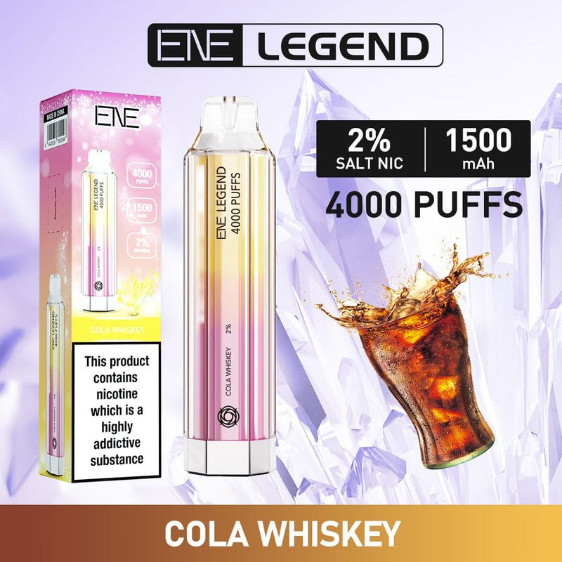 ENE Crystal Legend 4000 Disposable Vape Puff Pod Box of 10-Cola Whiskey-vapeukwholesale