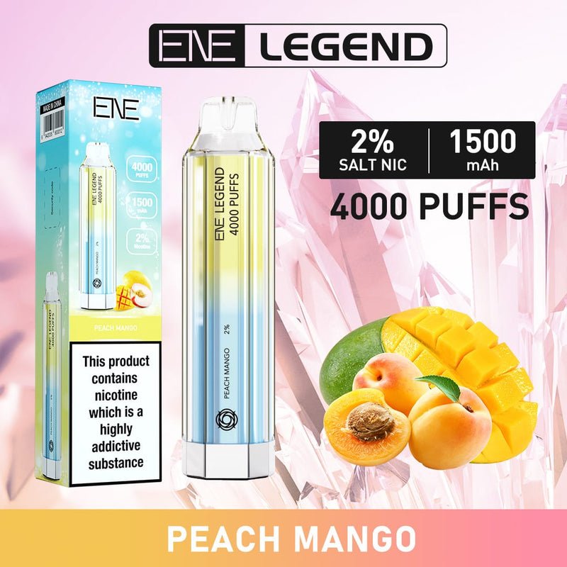 ENE Crystal Legend 4000 Disposable Vape Puff Pod Box of 10-Peach Mango-vapeukwholesale