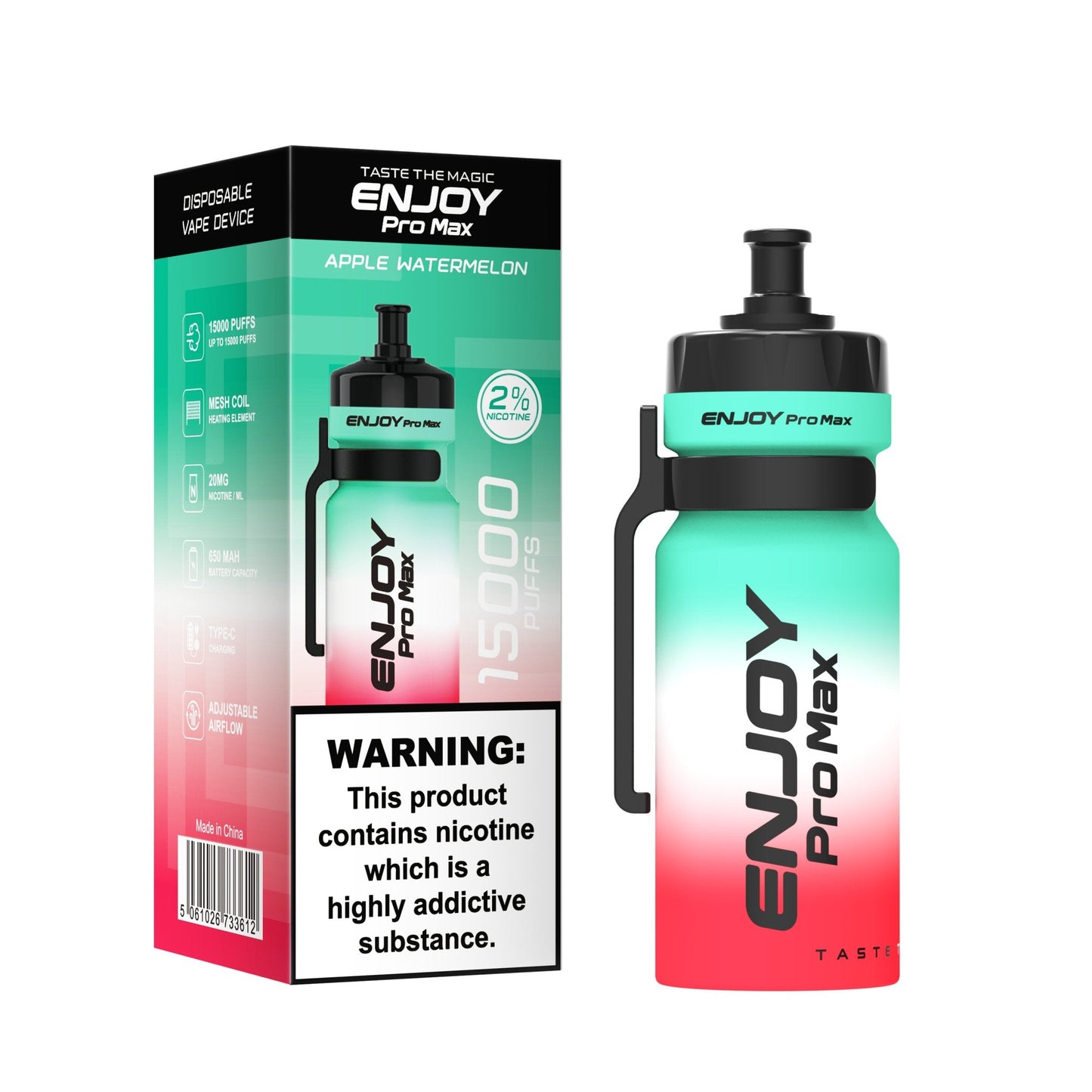 Enjoy Pro Max 15000 Puffs Disposable Vape Device Box of 10 - Apple Watermelon - vapeukwholesale