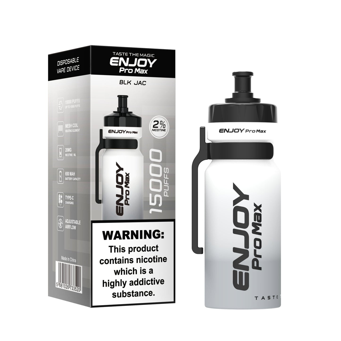 Enjoy Pro Max 15000 Puffs Disposable Vape Device Box of 10 - Black Jack - vapeukwholesale