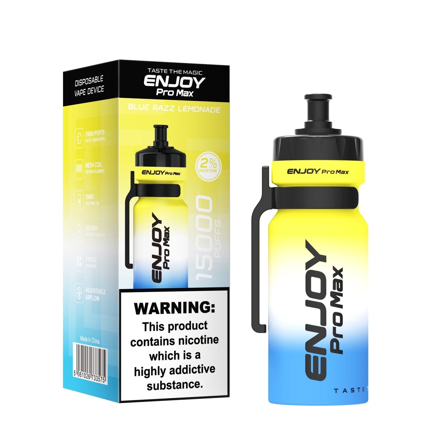 Enjoy Pro Max 15000 Puffs Disposable Vape Device Box of 10 - Blue Razz Lemonade - vapeukwholesale