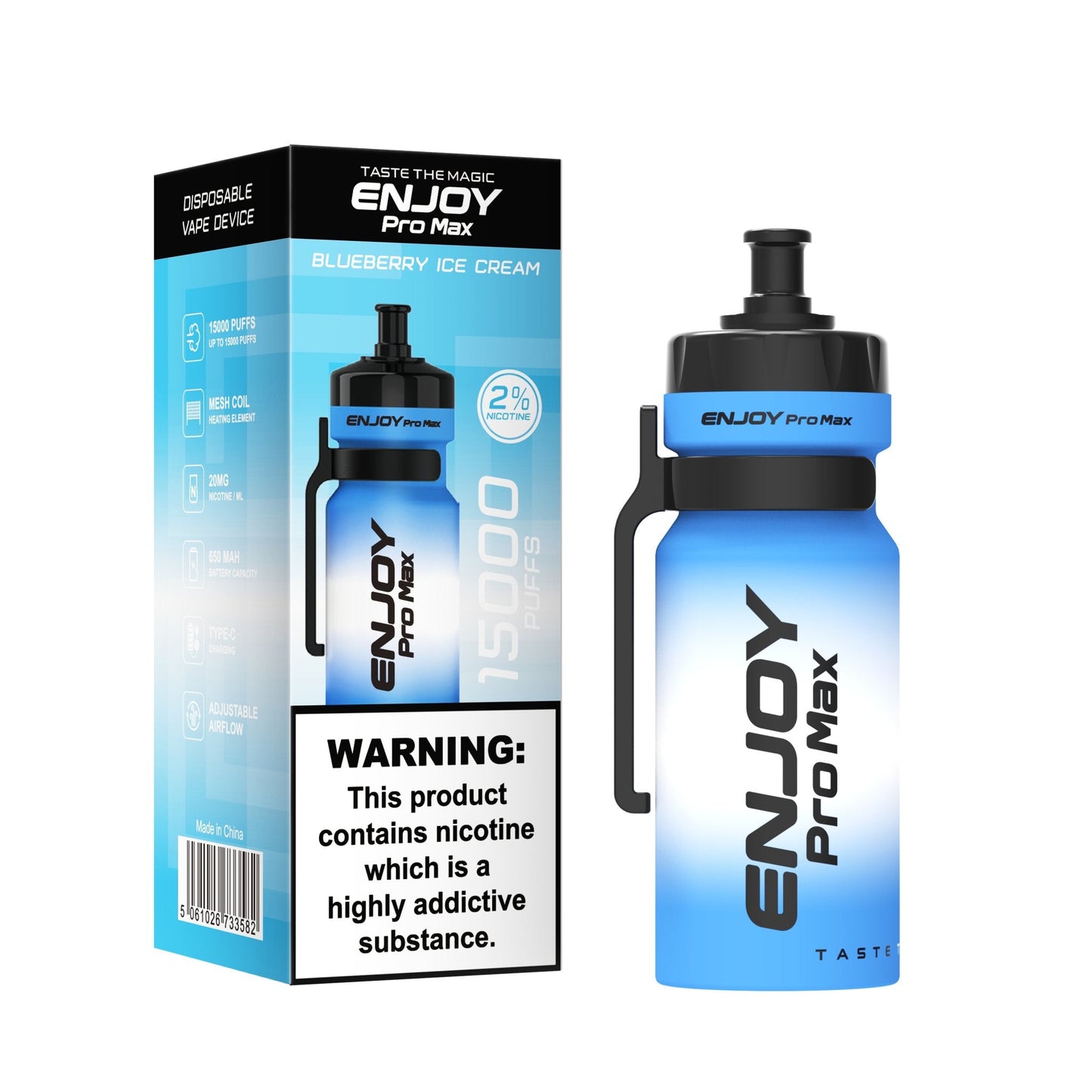 Enjoy Pro Max 15000 Puffs Disposable Vape Device Box of 10 - Blueberry Ice Cream - vapeukwholesale