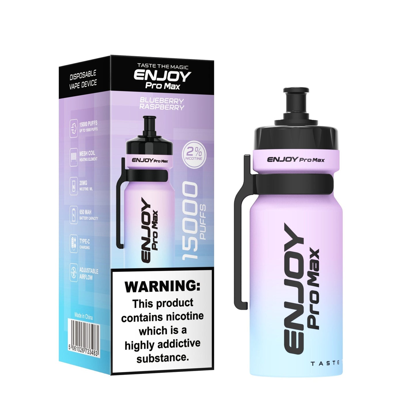 Enjoy Pro Max 15000 Puffs Disposable Vape Device Box of 10 - Blueberry Raspberry - vapeukwholesale