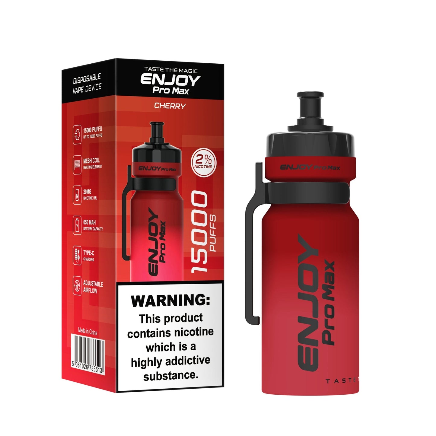 Enjoy Pro Max 15000 Puffs Disposable Vape Device Box of 10 - Cherry - vapeukwholesale