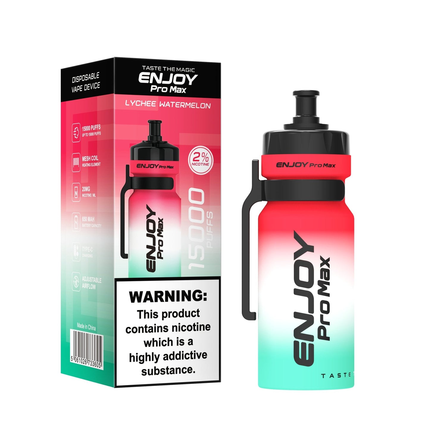 Enjoy Pro Max 15000 Puffs Disposable Vape Device Box of 10 - Lychee Watermelon - vapeukwholesale