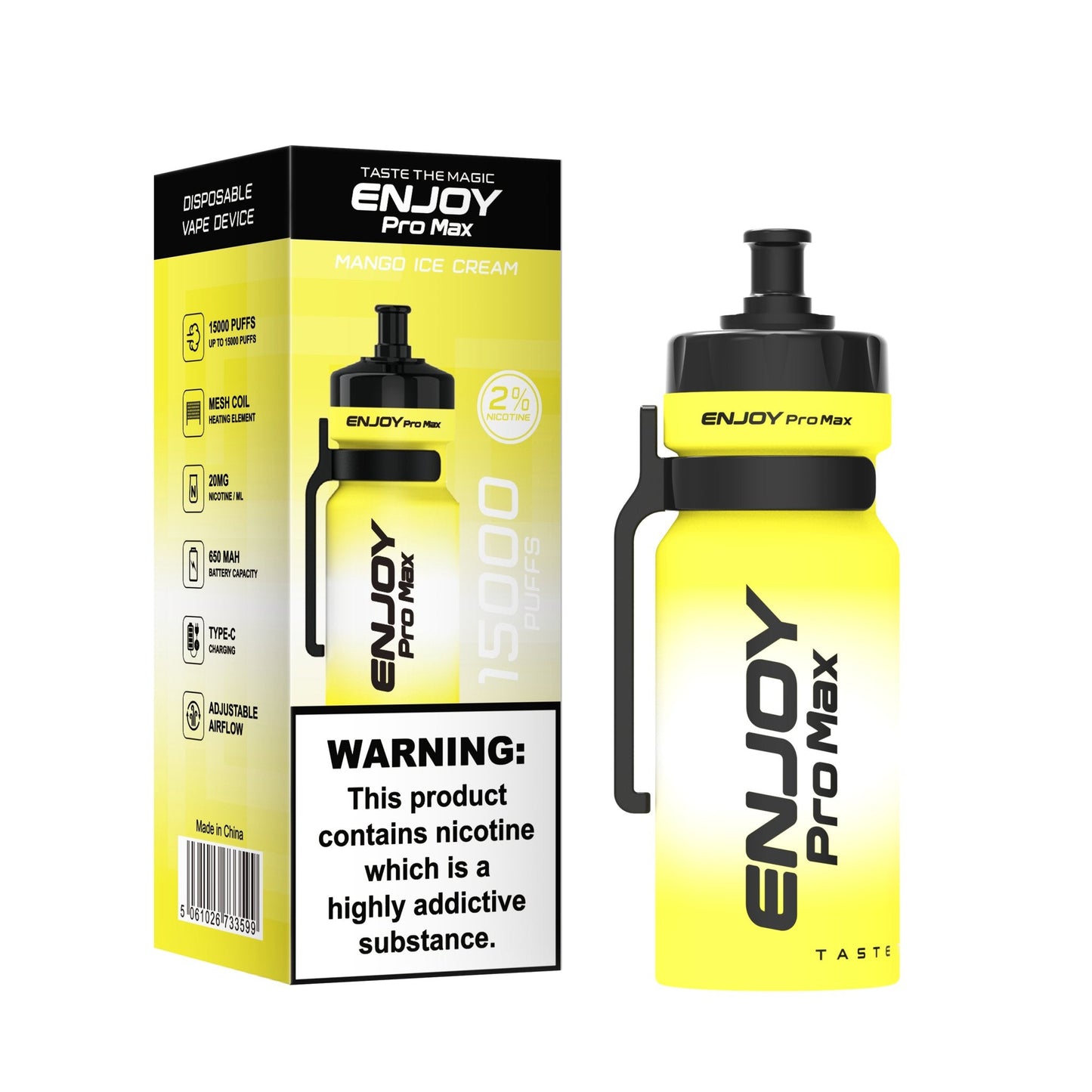 Enjoy Pro Max 15000 Puffs Disposable Vape Device Box of 10 - Mango Ice Cream - vapeukwholesale