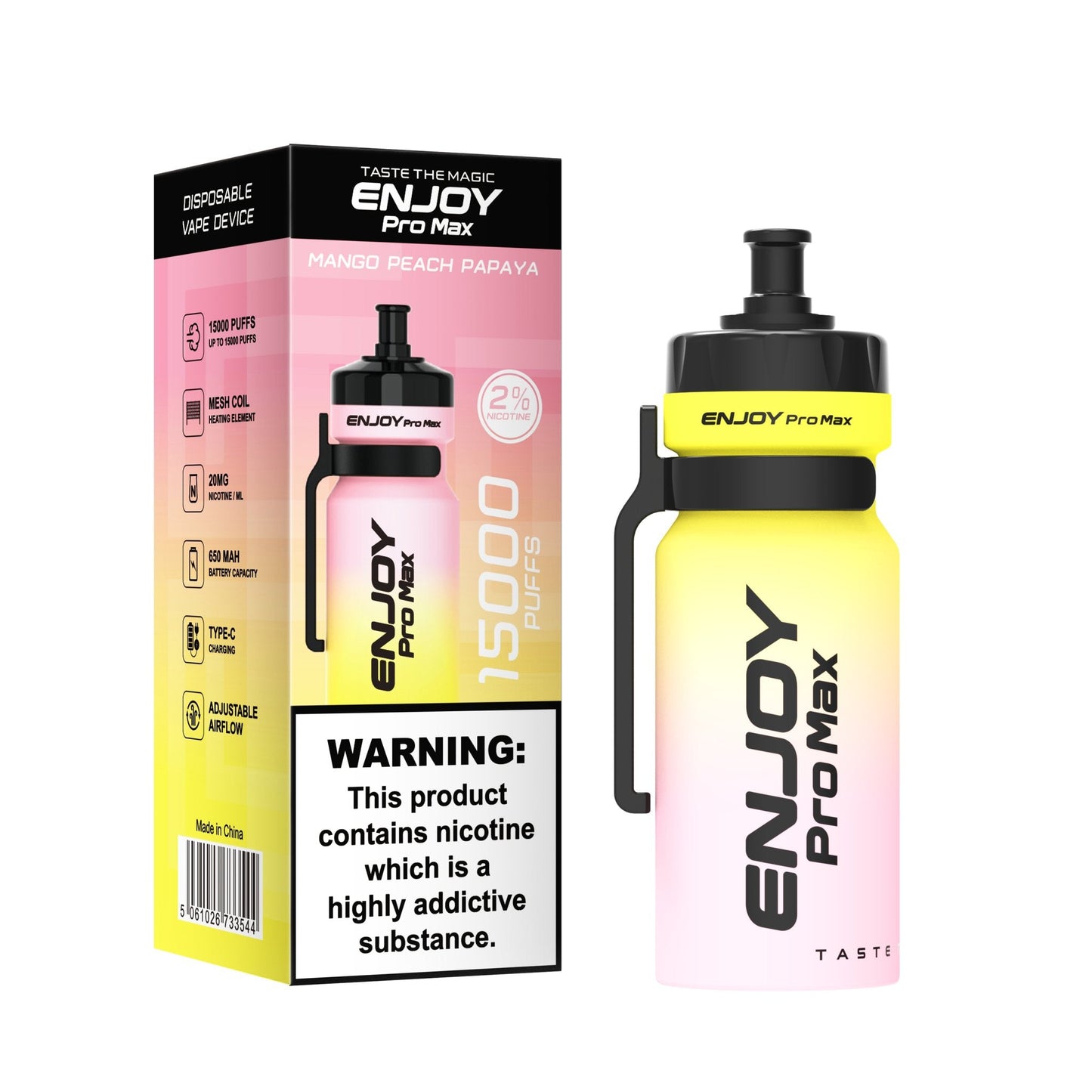 Enjoy Pro Max 15000 Puffs Disposable Vape Device Box of 10 - Mango Peach Papaya - vapeukwholesale