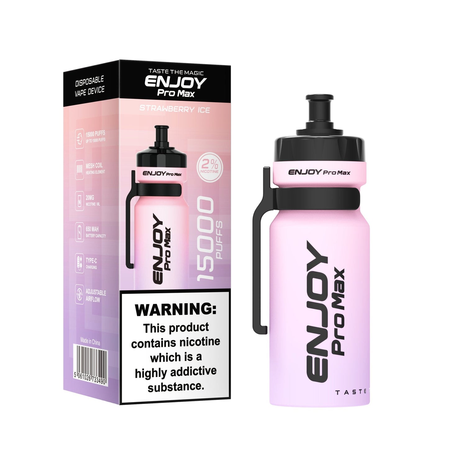 Enjoy Pro Max 15000 Puffs Disposable Vape Device Box of 10 - Strawberry Ice - vapeukwholesale
