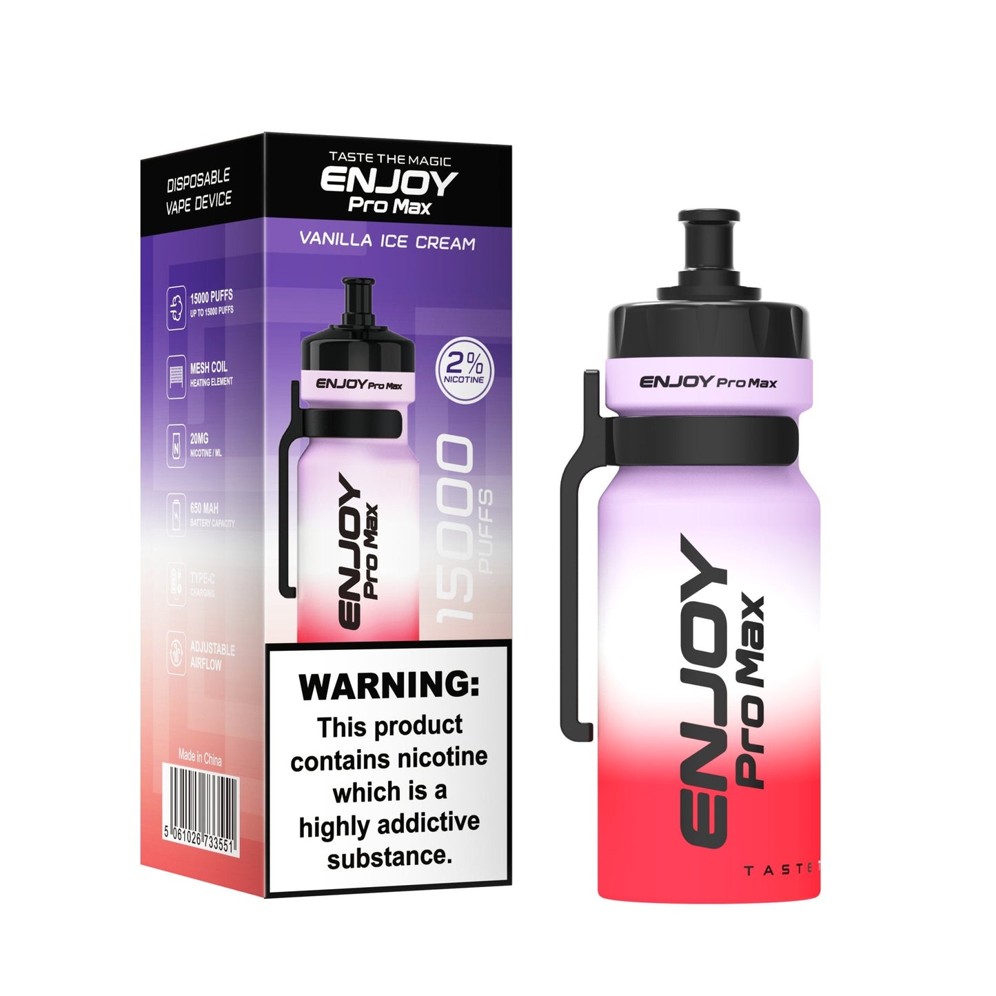 Enjoy Pro Max 15000 Puffs Disposable Vape Device Box of 10 - Vanilla Ice Cream - vapeukwholesale