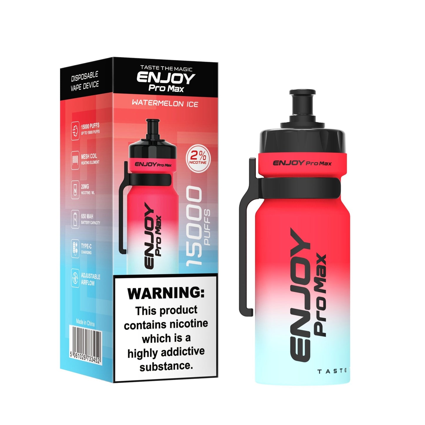 Enjoy Pro Max 15000 Puffs Disposable Vape Device Box of 10 - Watermelon Ice - vapeukwholesale