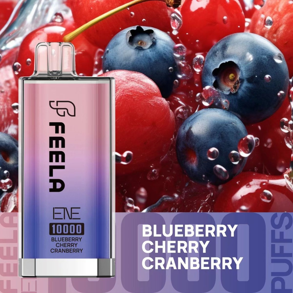 Feela ENE/Elux 10000 Disposable Vape Puff Pod Box of 10-Blueberry Cherry Cranberry-vapeukwholesale