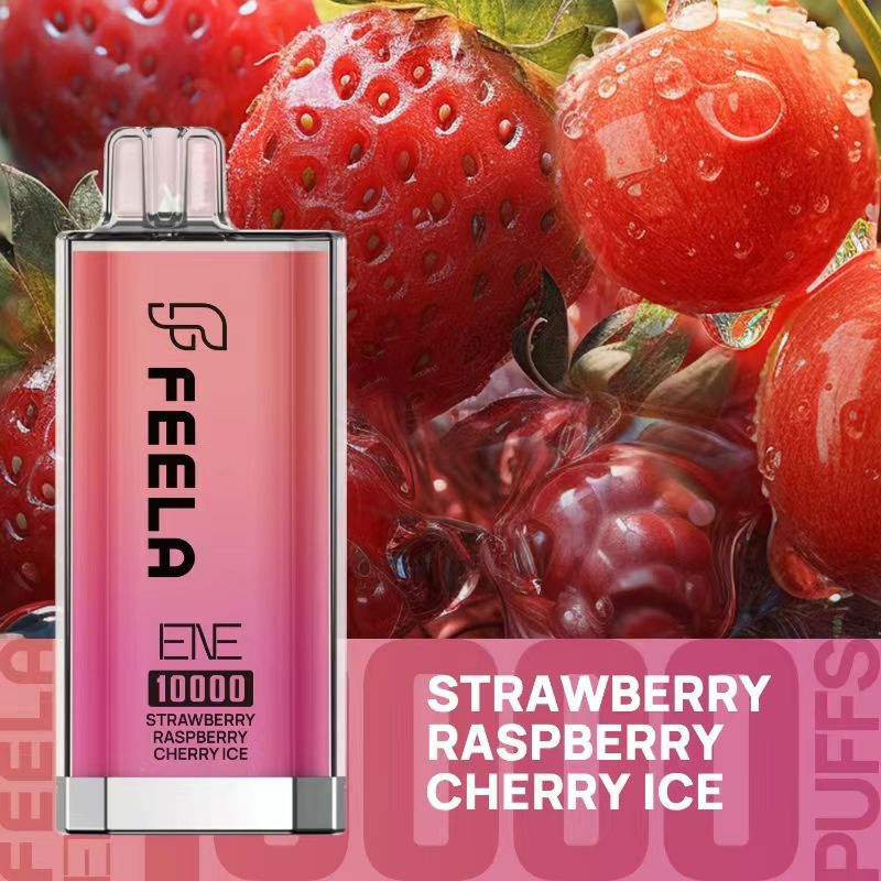 Feela ENE/Elux 10000 Disposable Vape Puff Pod Box of 10-Strawberry Raspberry Cherry Ice-vapeukwholesale