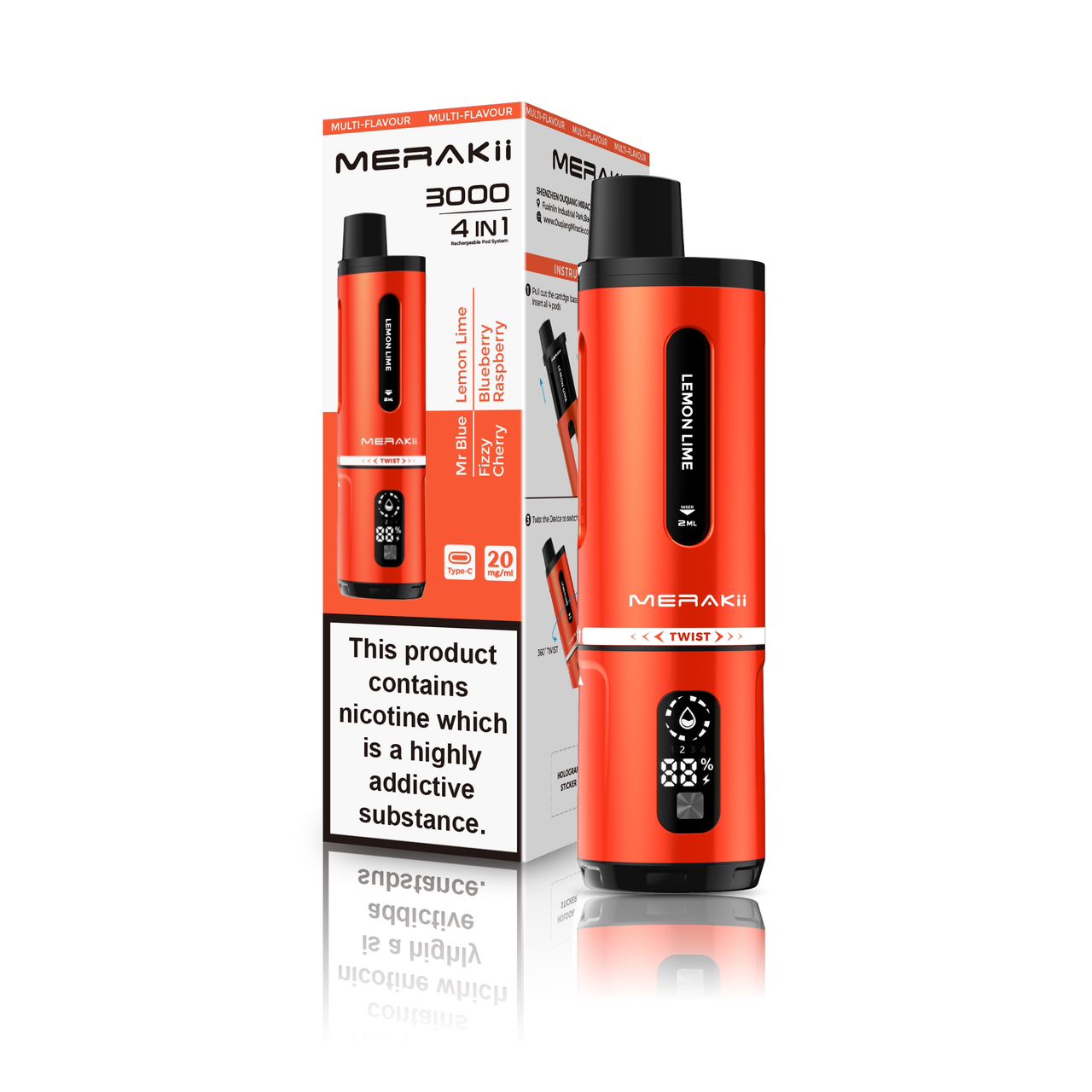 Merakii 3000 Puffs Disposable Vape 4 in 1 Pod System Kit Box of 5 - All Stars Edition (4 in 1) - vapeukwholesale
