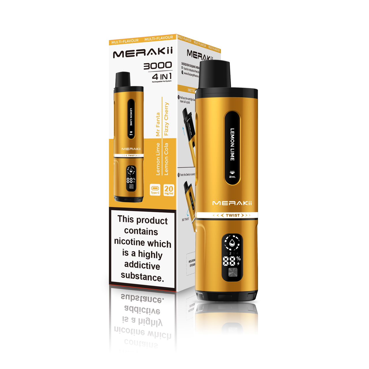 Merakii 3000 Puffs Disposable Vape 4 in 1 Pod System Kit Box of 5 - Drinks Edition (4 in 1) - vapeukwholesale