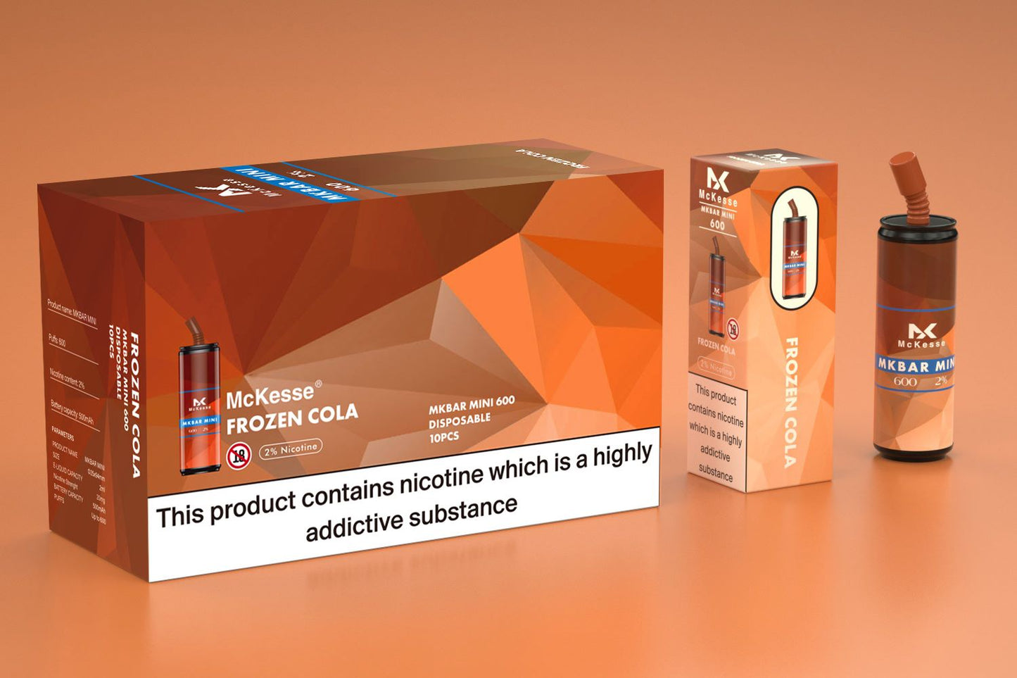 Mk Mini Bar 600 Puffs Disposable Vape Pod Box of 10-Frozen Cola-vapeukwholesale