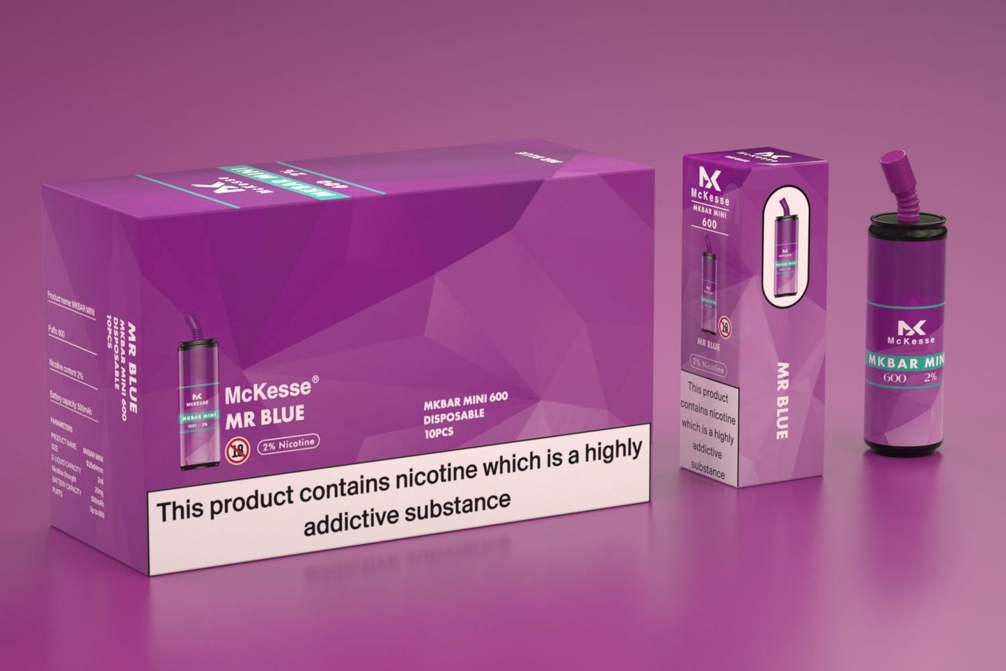 Mk Mini Bar 600 Puffs Disposable Vape Pod Box of 10-Mr Blue-vapeukwholesale