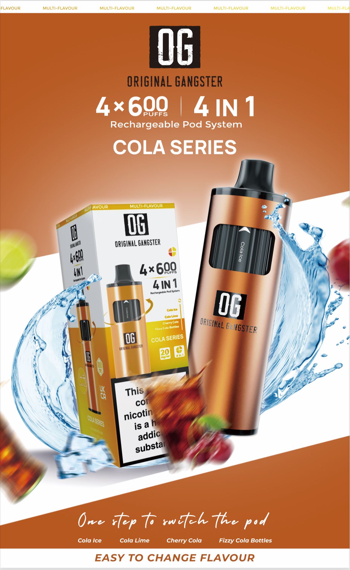 OG Original Gangster Disposable Vape Device 4 in 1 Pack of 5-Cola Series-vapeukwholesale