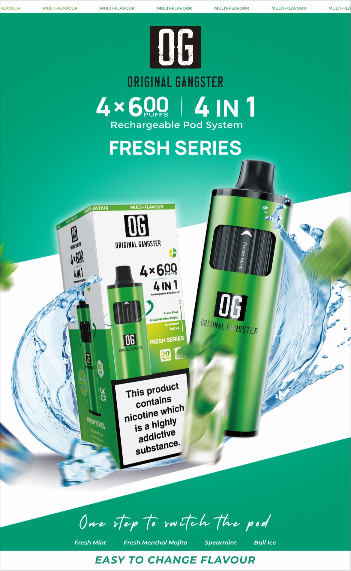 OG Original Gangster Disposable Vape Device 4 in 1 Pack of 5-Fresh Series-vapeukwholesale