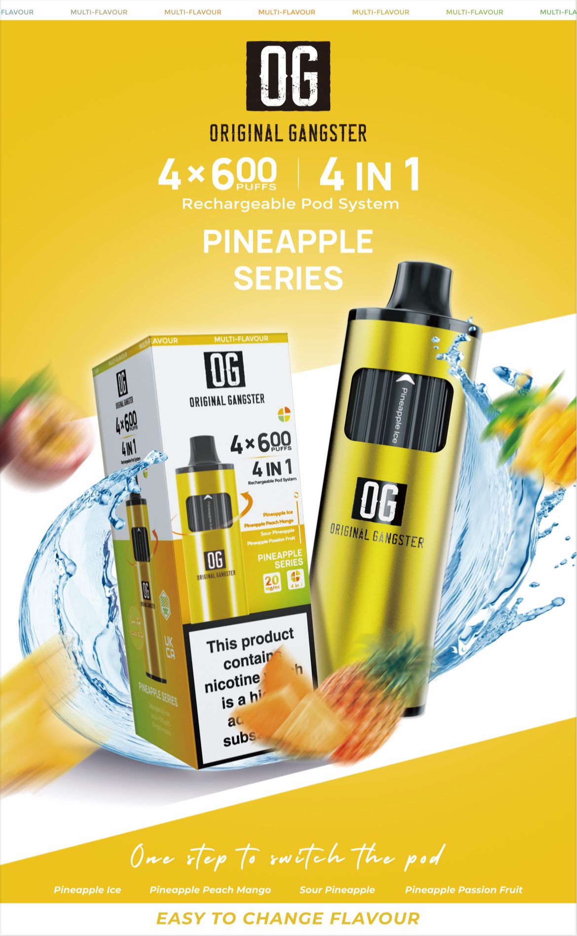 OG Original Gangster Disposable Vape Device 4 in 1 Pack of 5-Pineapple Series-vapeukwholesale