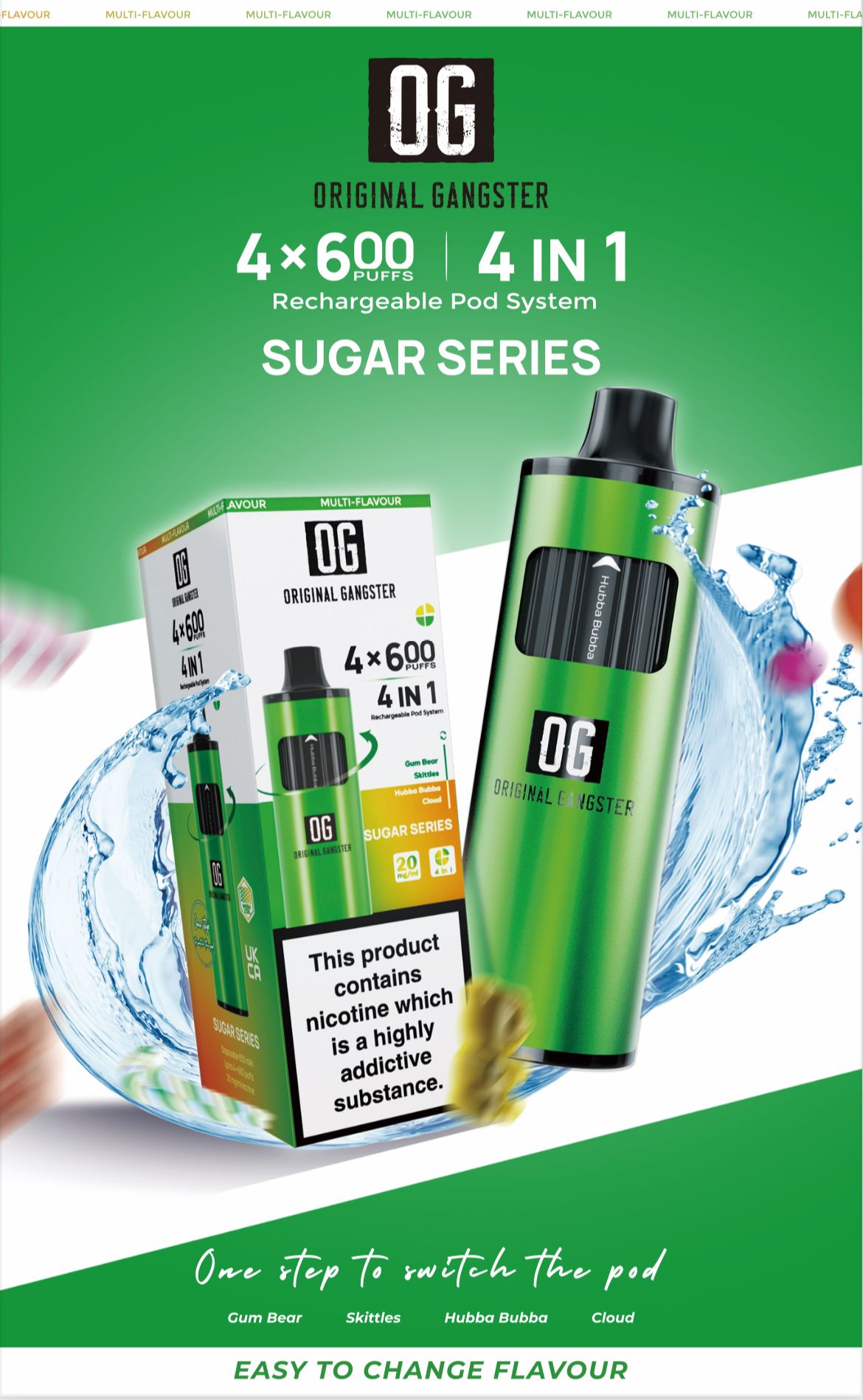 OG Original Gangster Disposable Vape Device 4 in 1 Pack of 5-Sugar Series-vapeukwholesale