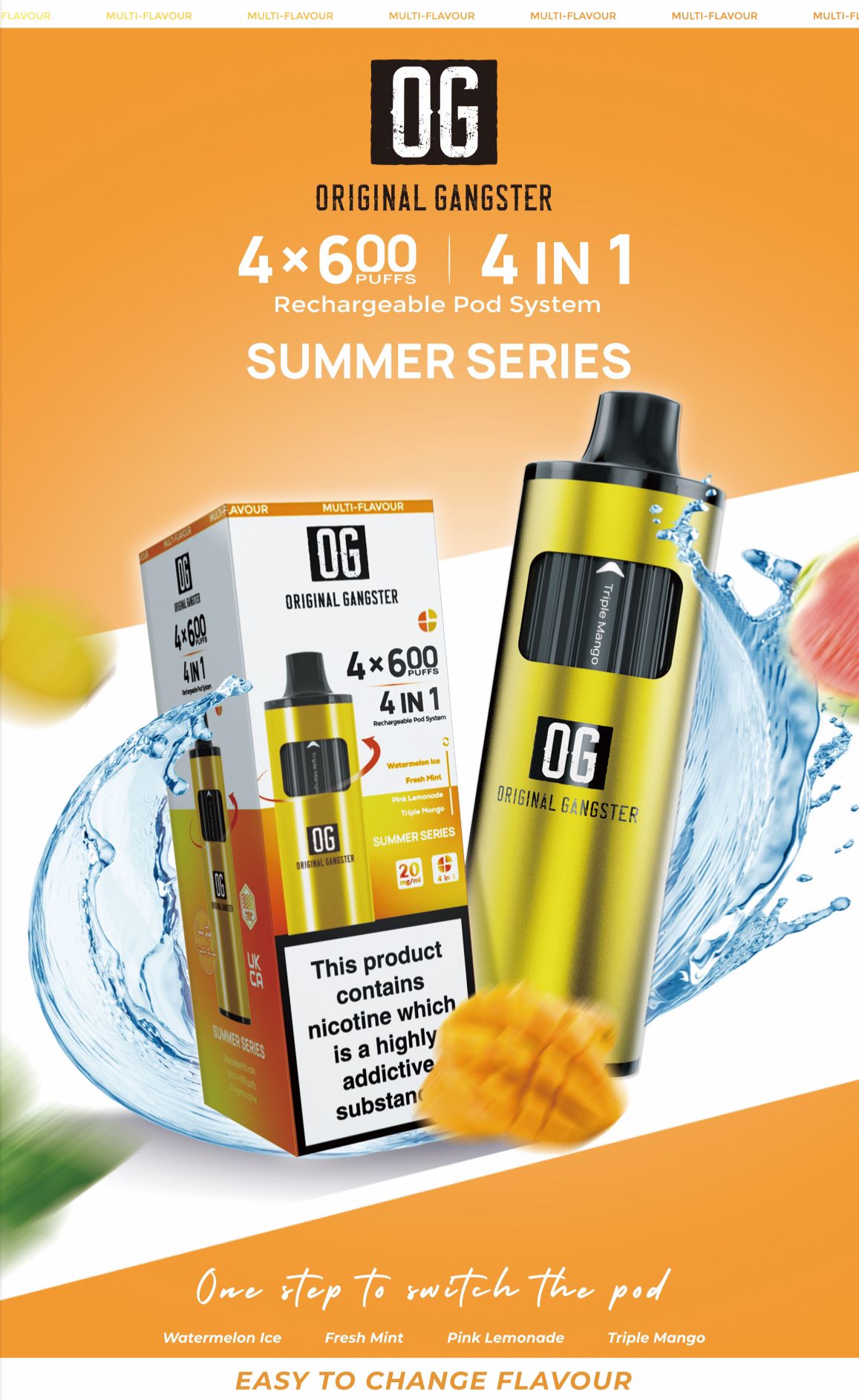 OG Original Gangster Disposable Vape Device 4 in 1 Pack of 5-Summer Series-vapeukwholesale