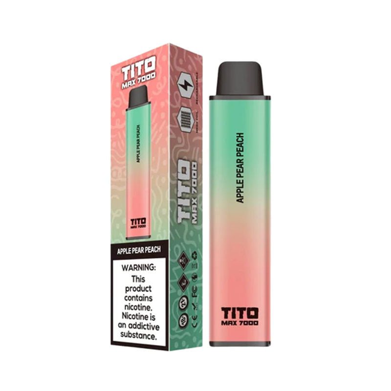 Tito Max 7000 Disposable Vape Pod Box of 10-Apple Pear Peach-vapeukwholesale