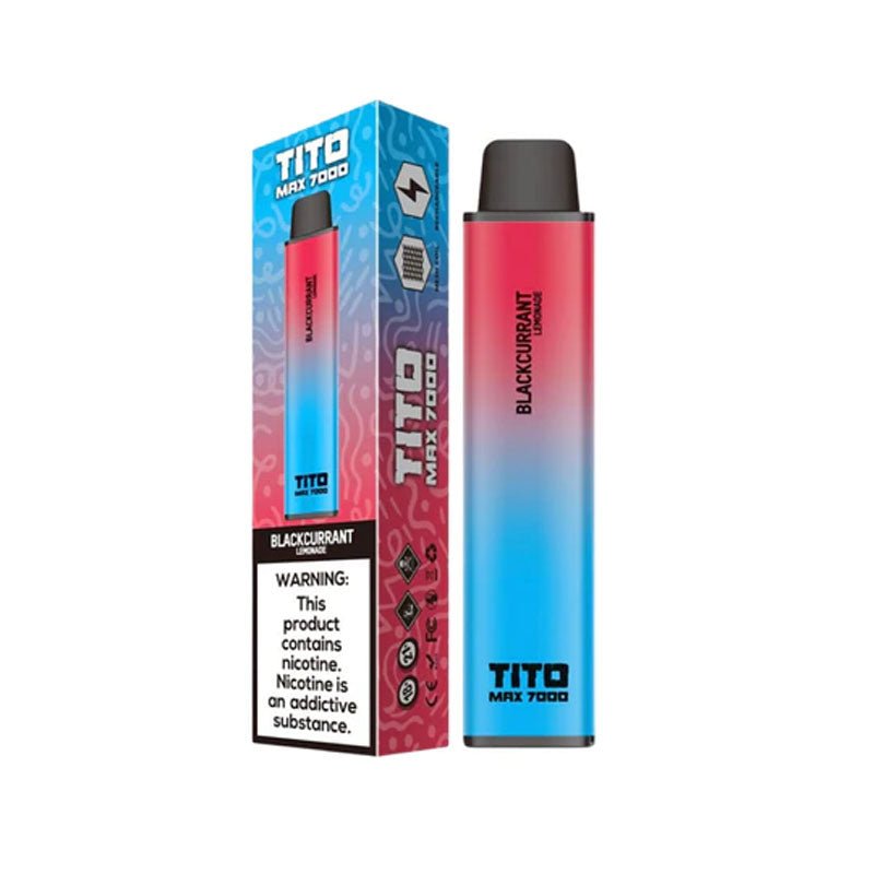 Tito Max 7000 Disposable Vape Pod Box of 10-Blackcurrant Lemonade-vapeukwholesale