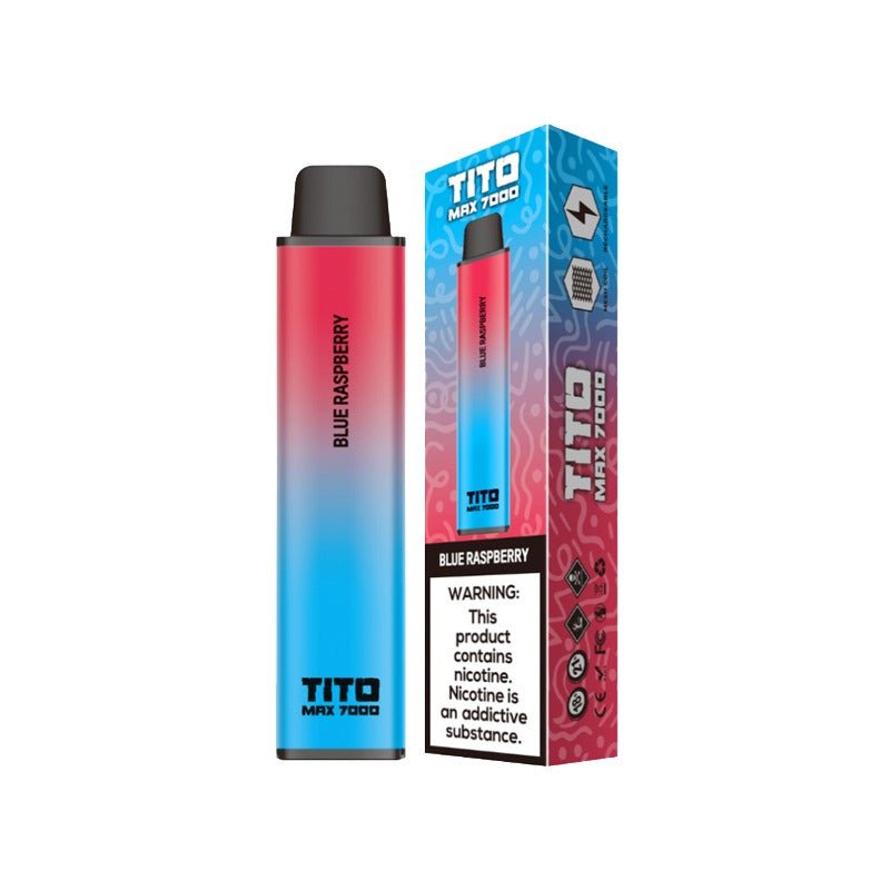 Tito Max 7000 Disposable Vape Pod Box of 10-Blue Rasberry-vapeukwholesale