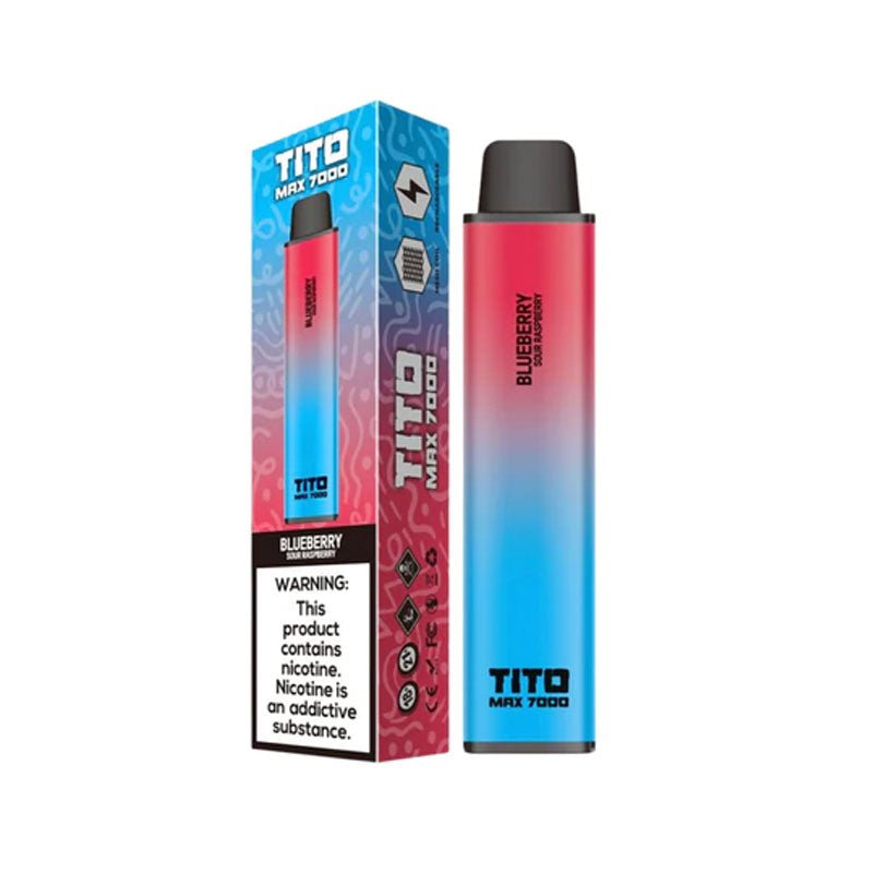 Tito Max 7000 Disposable Vape Pod Box of 10-Blueberry Sour Raspberry-vapeukwholesale