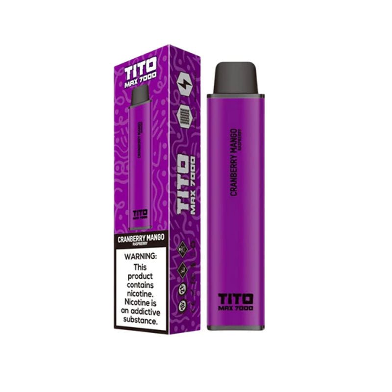 Tito Max 7000 Disposable Vape Pod Box of 10-Cranberry Mango Raspberry-vapeukwholesale