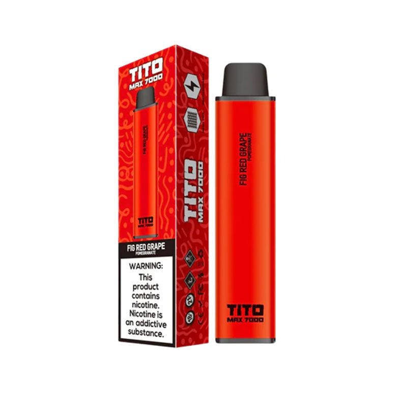 Tito Max 7000 Disposable Vape Pod Box of 10-Fig Red Grape Pomegranate-vapeukwholesale