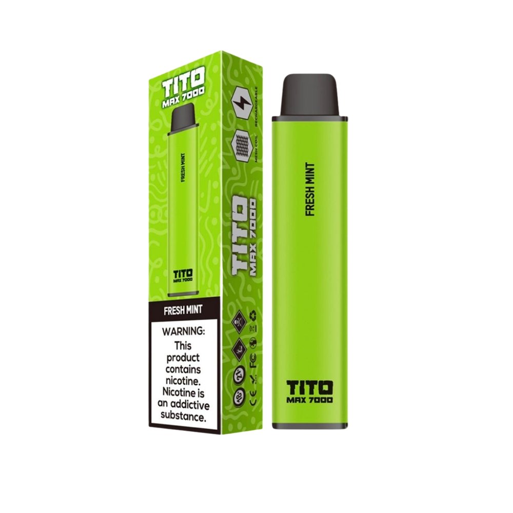 Tito Max 7000 Disposable Vape Pod Box of 10-Fresh Mint-vapeukwholesale