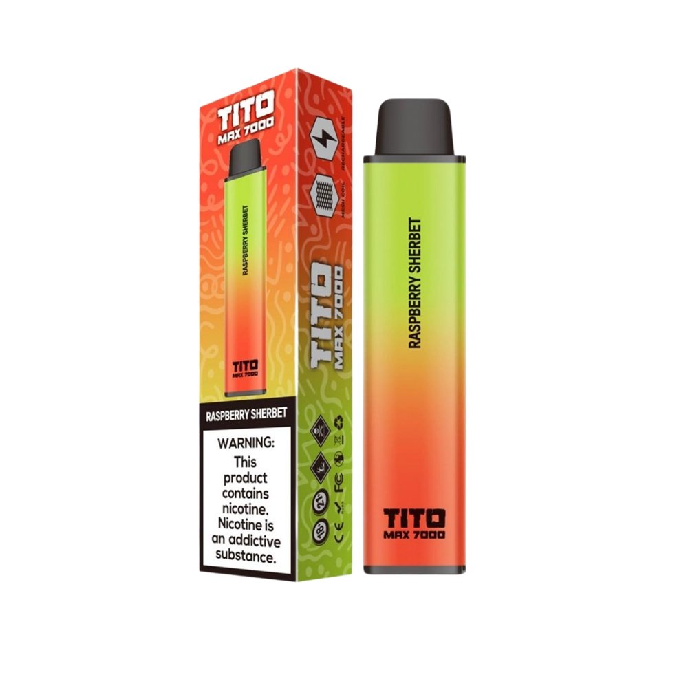 Tito Max 7000 Disposable Vape Pod Box of 10-Raspberry Sherbet-vapeukwholesale