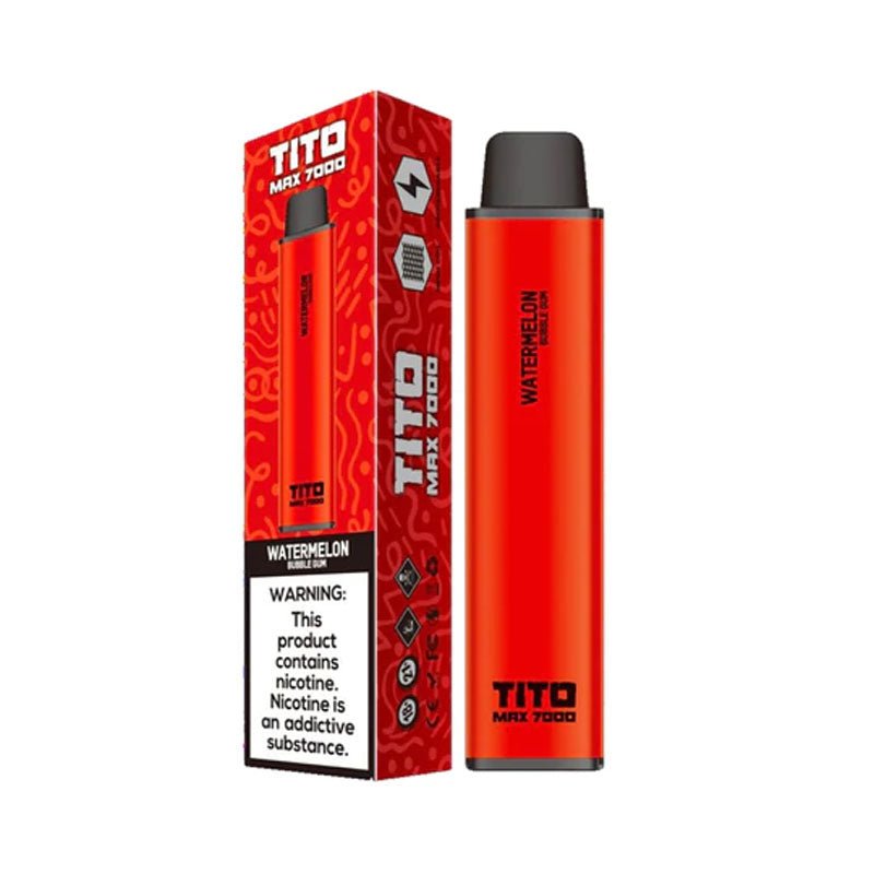 Tito Max 7000 Disposable Vape Pod Box of 10-Watermelon Bubblegum-vapeukwholesale