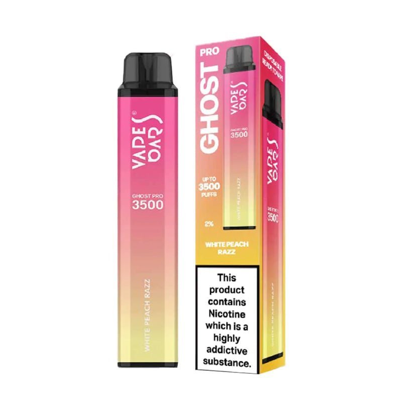 Vape Bar Ghost Pro 3500 Disposable Vape Pod Pen-White Peach Razz-vapeukwholesale
