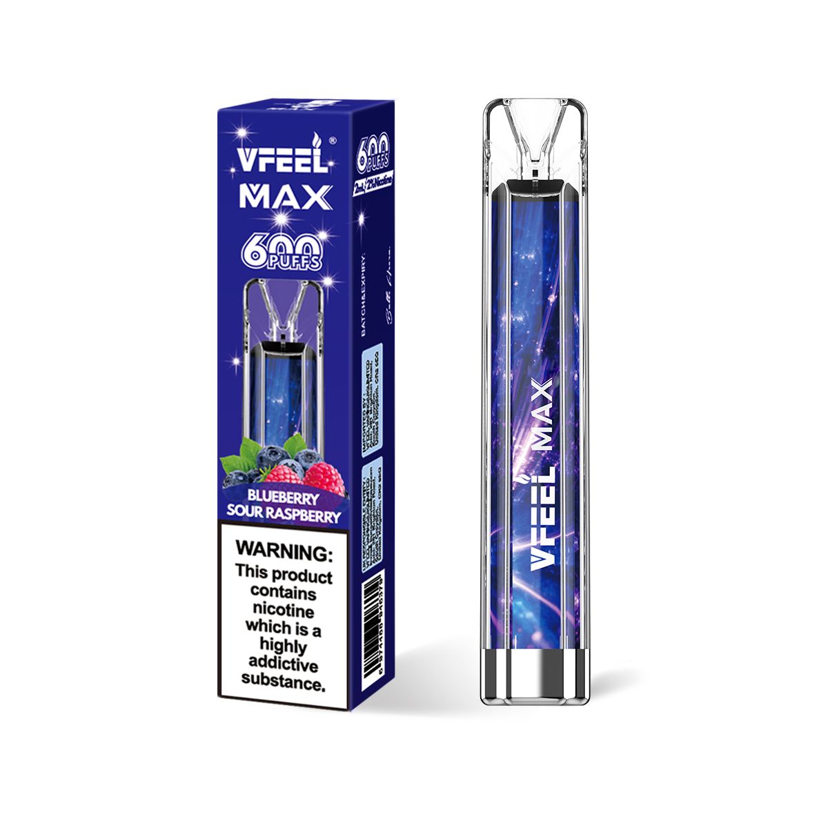 Vfeel Max - 600 Puffs Disposable Vape-Blueberry Sour Raspberry-vapeukwholesale
