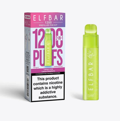 2 in 1 Elfbar 1200 Puffs Prefilled Pod Kit - Wolfvapes.co.uk-Lemon Edition