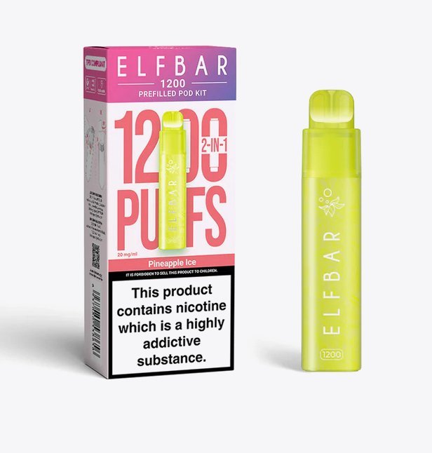 2 in 1 Elfbar 1200 Puffs Prefilled Pod Kit - Wolfvapes.co.uk-Pineapple Ice