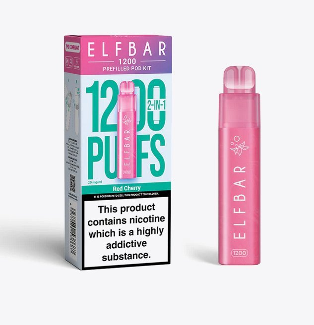 2 in 1 Elfbar 1200 Puffs Prefilled Pod Kit - Wolfvapes.co.uk-Red Cherry