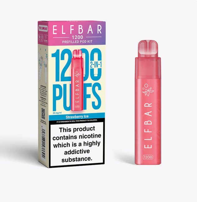 2 in 1 Elfbar 1200 Puffs Prefilled Pod Kit - Wolfvapes.co.uk-Strawberry Ice