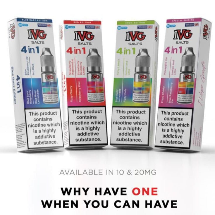 4 in 1 IVG Nic Salt 10ml E-liquids Pack of 5 | 4 Flavours