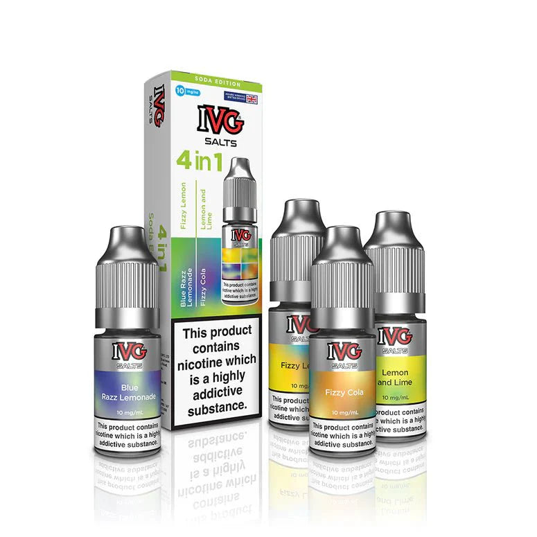 4 in 1 IVG Nic Salt 10ml E-liquids Pack of 10 | 4 Flavours-Soda Edition-vapeukwholesale