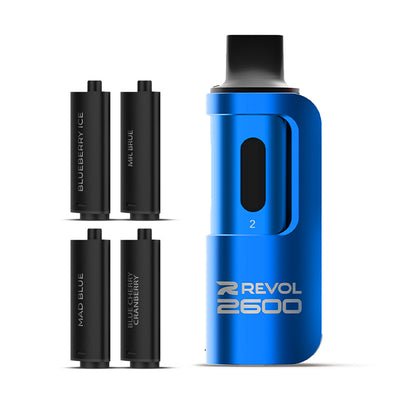 4 in 1 Revol 2600 Puffs Disposable Vape Pod Kit Box of 5-Blue Series-vapeukwholesale