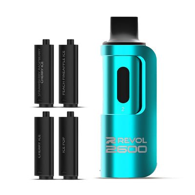 4 in 1 Revol 2600 Puffs Disposable Vape Pod Kit Box of 5-Ice Series-vapeukwholesale