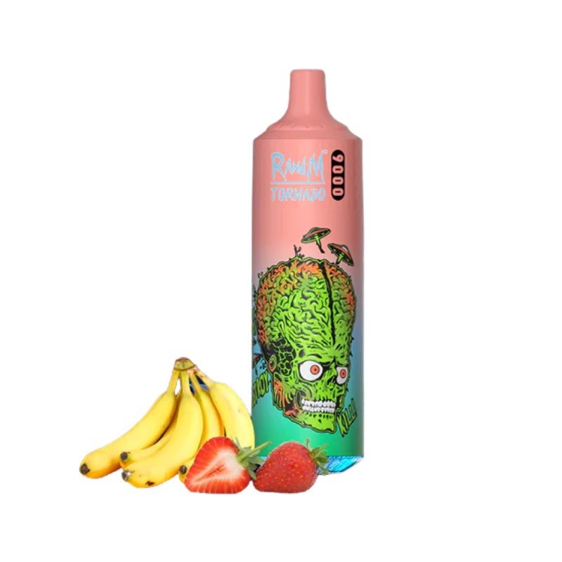 R and M Tornado 9000 Disposable Vape Pod Box of 10-Strawberry Banana-vapexwholesale