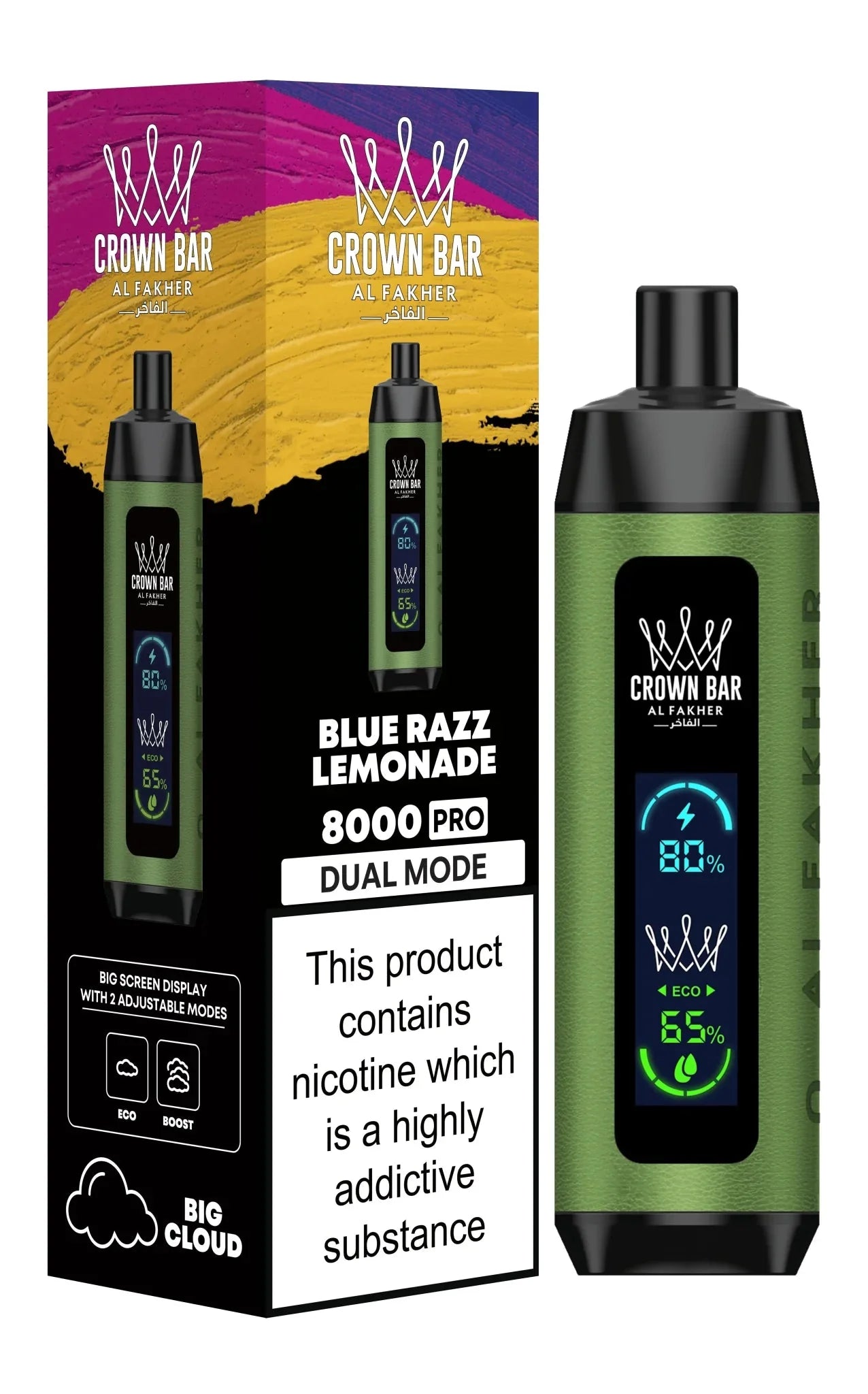 Al Fakher 8000 Pro Dual Mode Disposable Vape Box of 10 - Blue Razz Lemonade - vapeukwholesale