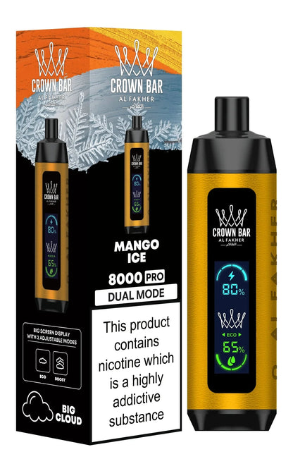 Al Fakher 8000 Pro Dual Mode Disposable Vape Box of 10 - Mango Ice - vapeukwholesale